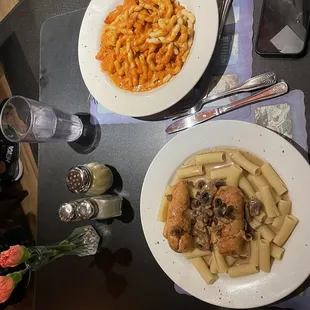 Pollo Bracciolettini and Fusilli alla Vodka (with chicken)