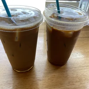 Iced americano with white chocolate  and Oats &amp; Honey Latte