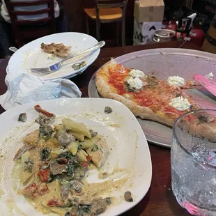 The Penne Mediterranean &amp; Primo Pizza was great! Sorry the picture was taken at the end.
