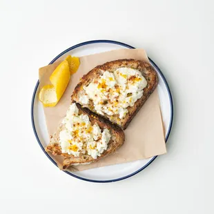 two slices of bread on a plate