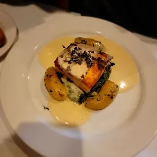 Salmon lacked seasoning and any flavor.