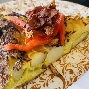 Tortilla - egg, potato, pepper, bacon