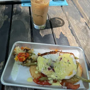 Veggie Benedict? &amp; iced latte