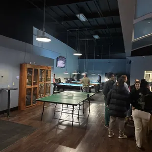 Four pool tables in a ping-pong table on this side of the establishment