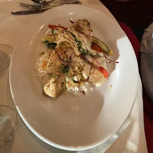 Walleye with beurre blanc sauce on basmati rice