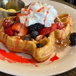 Texas waffle w/berries ( TX is backwards!)