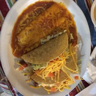 Tacos &amp; cheese enchilada!