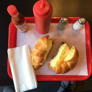 Egg and sausage croissant
