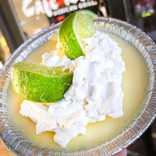 a lime pie with whipped cream