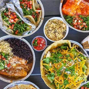 a variety of mexican food