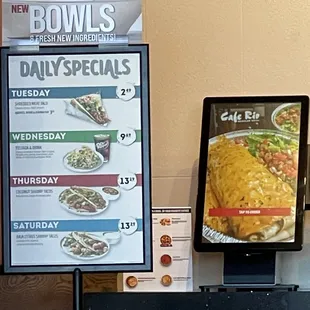 a menu and a menu board
