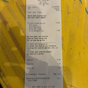 $18.11 for a burrito with guacamole! they are on car*k