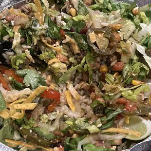 Not one single protein seen in my salad . They are worse than chipotle.