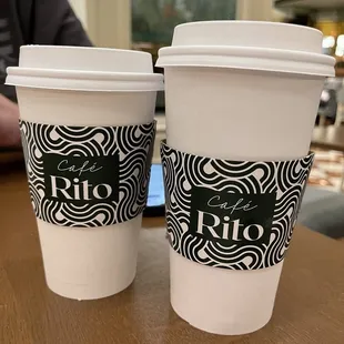 two cups of coffee on a table