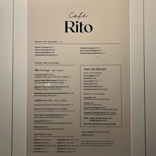 menu