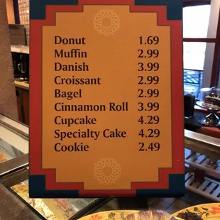 Menu as of 09.20.2018