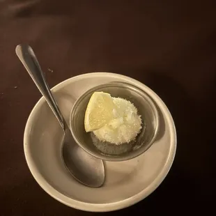 Sorbet before entrees were brought out