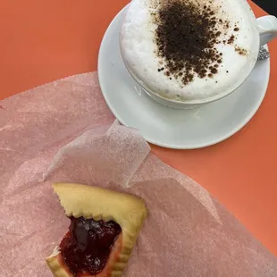 Cappuccino with a cherry cookie :)