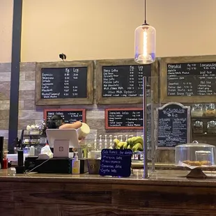 menus on the wall of the restaurant