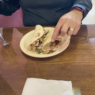 Pork chops taco and chicken fajitas