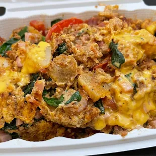 Build Your Own Burrito All the meats except sausage, no mushrooms, tomatoes, spinach, and extra bacon