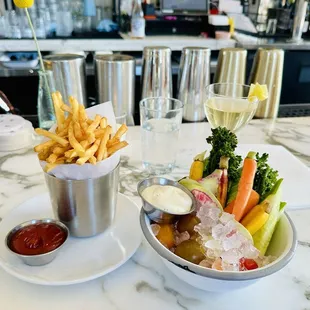 The best happy hour menu: fries, crudite, martini