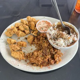 Sorry but it was good. Few pieces missing before pic.  Alligator bites, jambalaya and Etouffee.