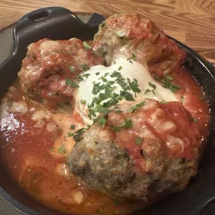 Cast Iron Meatballs - very flavorful, but came out cold.