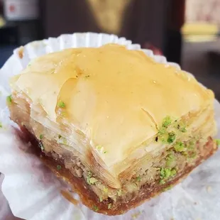 Great baklava in the East Bay! Crispy, but not too flaky. Slightly nutty. Not too sweet. Delicious :)