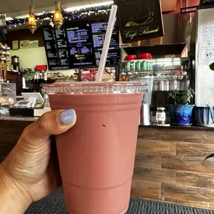 Iced pink chai latte - delicious!