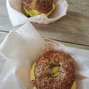 Everything bagel with egg and avocado