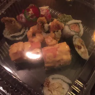 Sushi I had to take home because I waited so long I couldn't eat it at the table with the rest of our group.