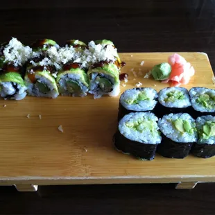 Garden roll and avocado roll