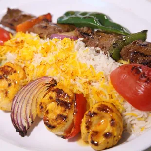 Chicken and Beef shish kabob