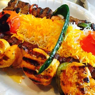 Package combo kabob ( beef &amp; chicken shish plus kubideh)