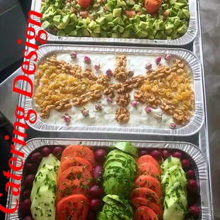 Avacado Salad, Yogurt sauce, Greek Salad