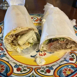 Pita is super thin and soft, so good!  Awesome meat and taziki sauce.