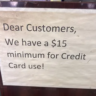 Take cash unless you&apos;re going to order at least $15 of food