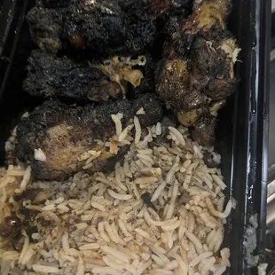 Jerk Chicken Wings Pigeon Peas with Rice