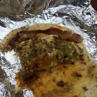 Chorizo and egg with bacon