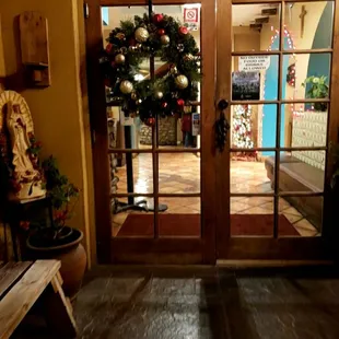 the entrance to the restaurant