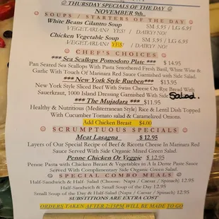 menu