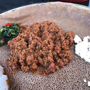 Kitfa served on Injera