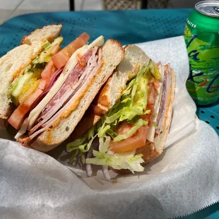 HOT STUFF 12.95- SMOKED TURKEY, ITALIAN DRY SALAMI, PROVOLONE, BANANA PEPPERS, etc