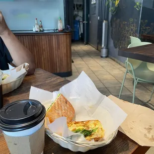 Breakfast panini, chai latte