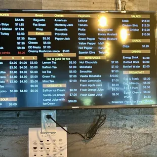 The menu