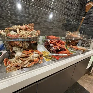 Crab selection --- king crab and lobsters are in the next counter