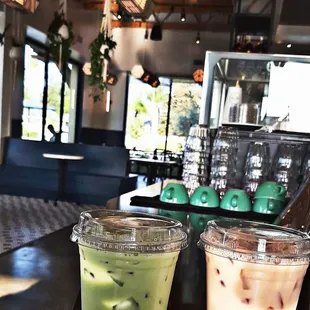 Iced matcha and chai