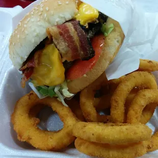 Bacon double cheese Burger! Looks Good huh! (Looks can be deceiving!)