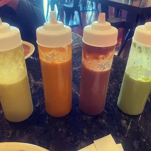 Salsa Verde, habanero, roja, and the unnamed salsa.  All were amazing